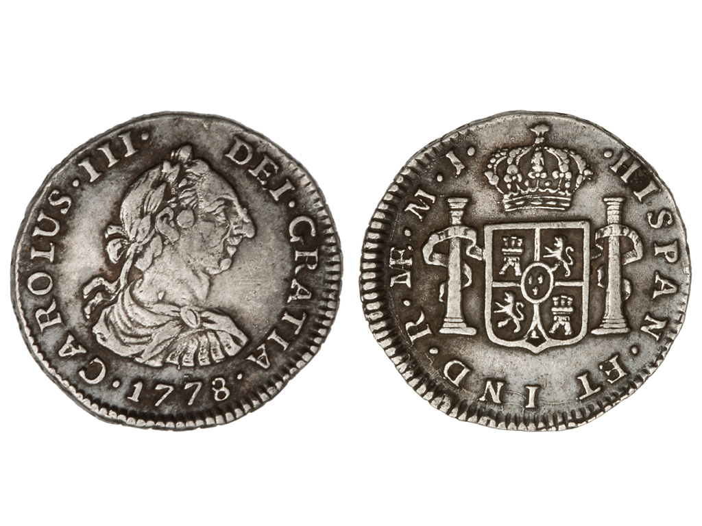 1778 Peru Carolus III Silver ½ Real – Bold VF