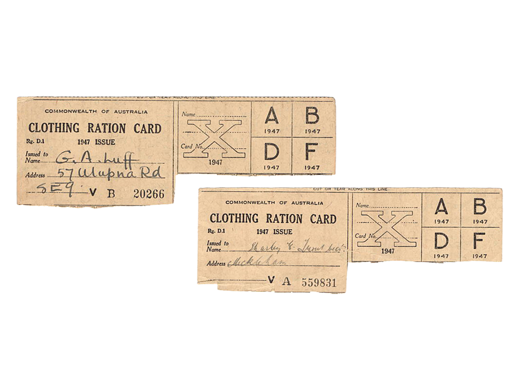 1947 Australia Post War Clothing Ration Cards (2) – gVF