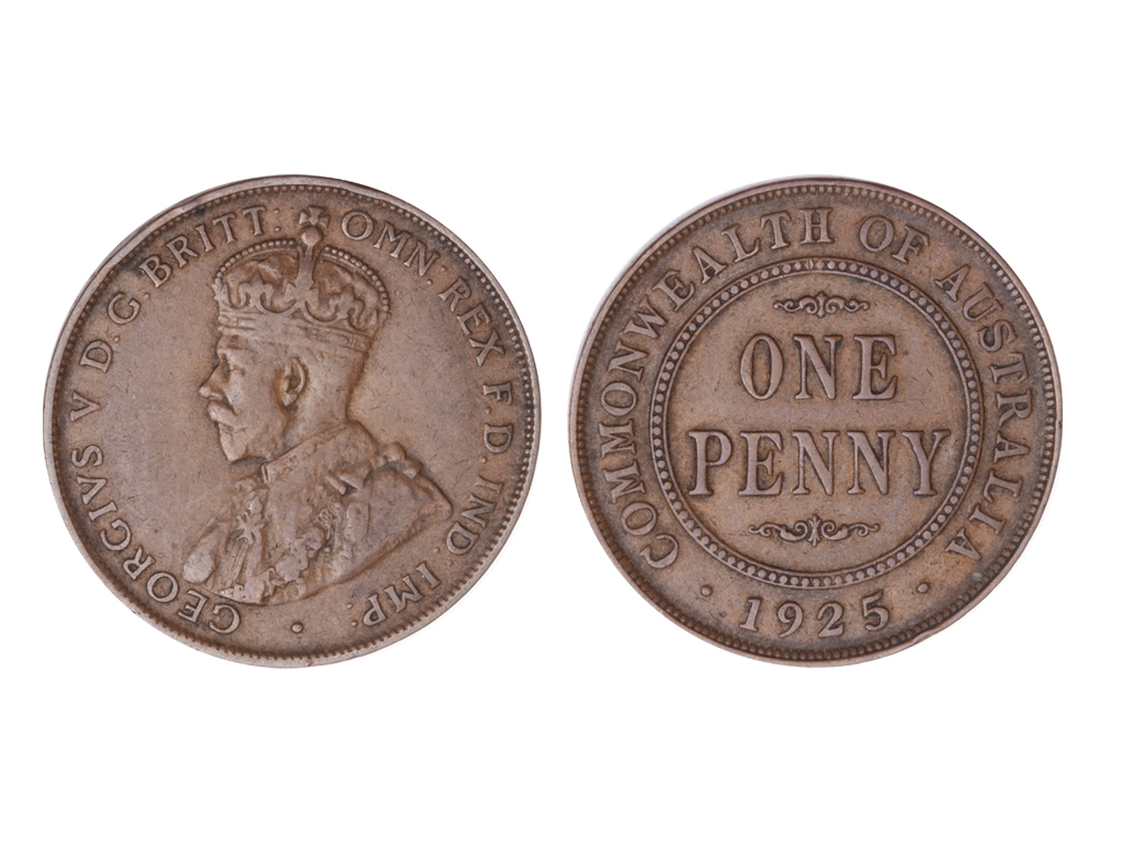 1925 Australia KGV Penny – gFine & Scarce