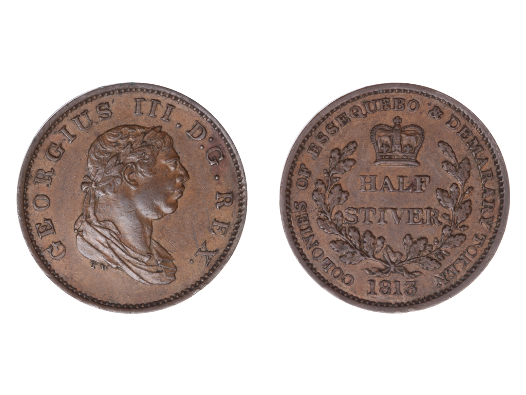 1813 Essequibo & Demerary George III Half Stiver – EF