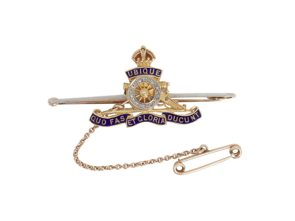 WWI/WWII Great Britain Royal Artillery 15ct Gold & Diamond Sweethearts Brooch – gEF