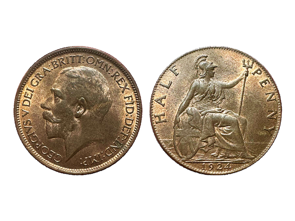 1924 Great Britain George V Halfpenny – Unc