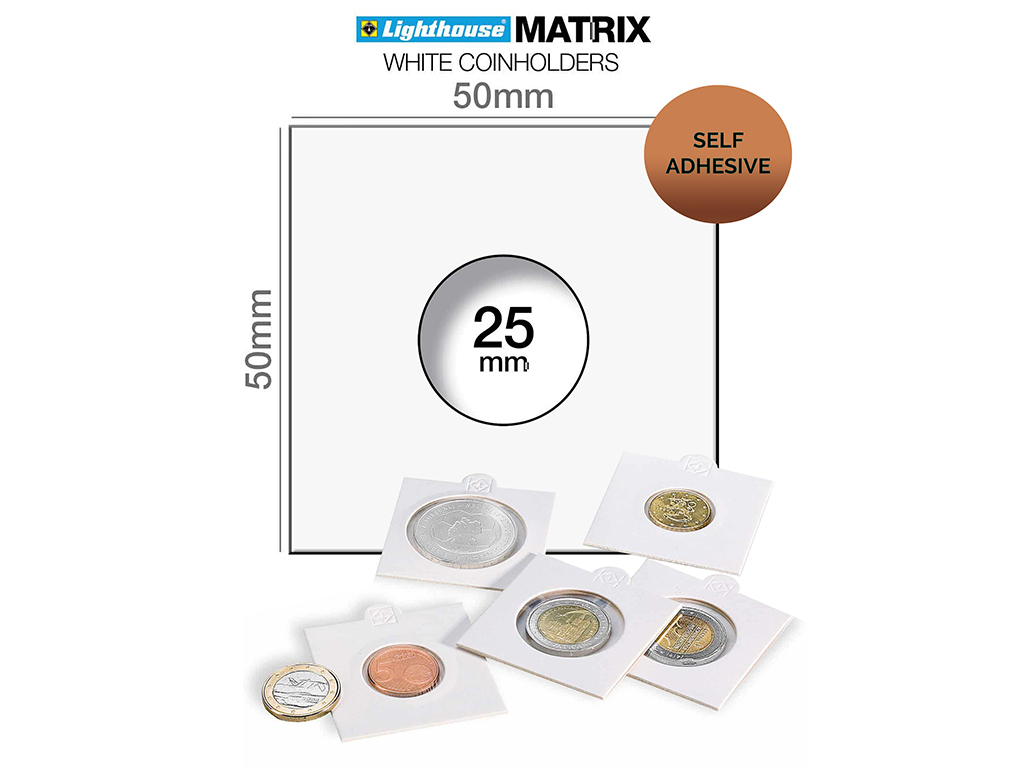 Lighthouse Matrix 2×2 Self Adhesive Coin Holders 25mm (100)