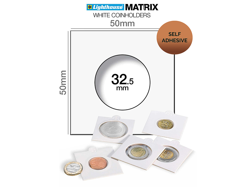 Lighthouse Matrix 2×2 Self Adhesive Coin Holders 32.5mm (100)