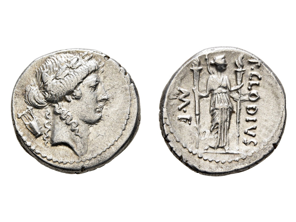 42BC P. Clodius M.F. Turrinus Silver Denarius – aEF