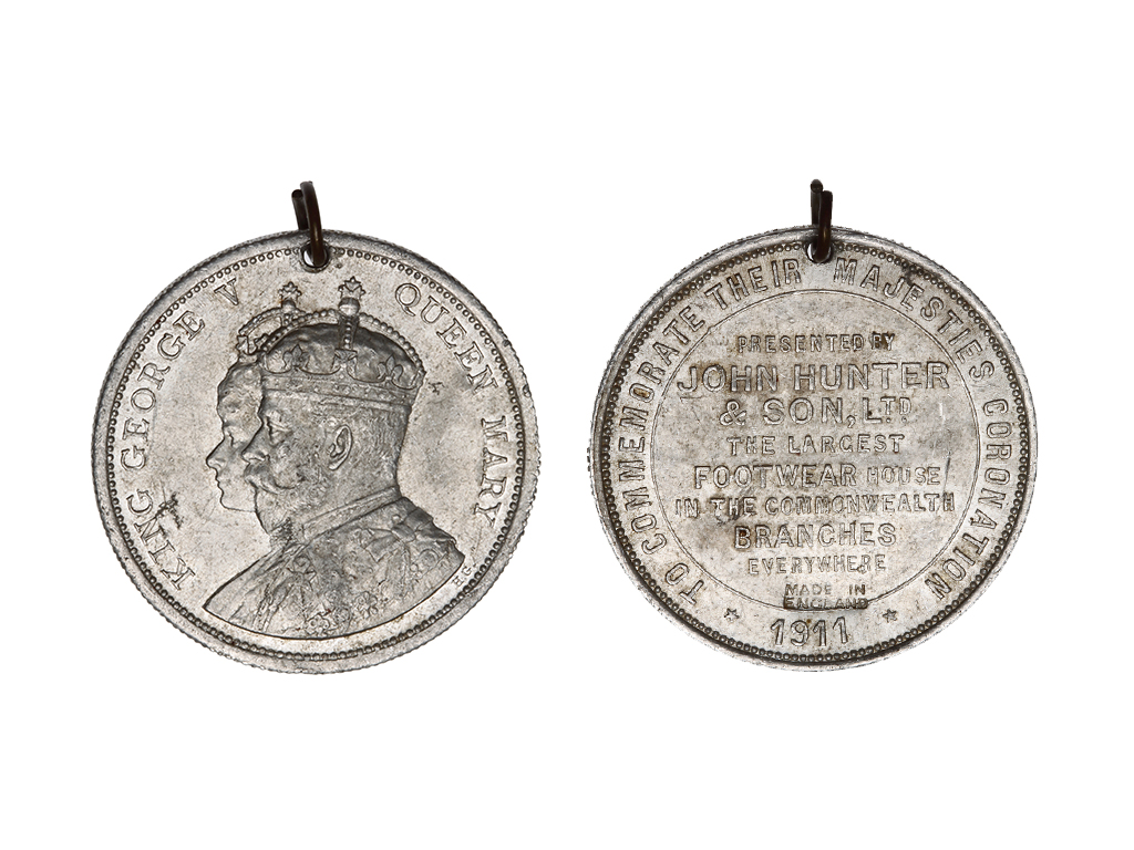 1911 Australia George V Coronation Medalet – John Hunter & Sons Footwear, Sydney – gVF