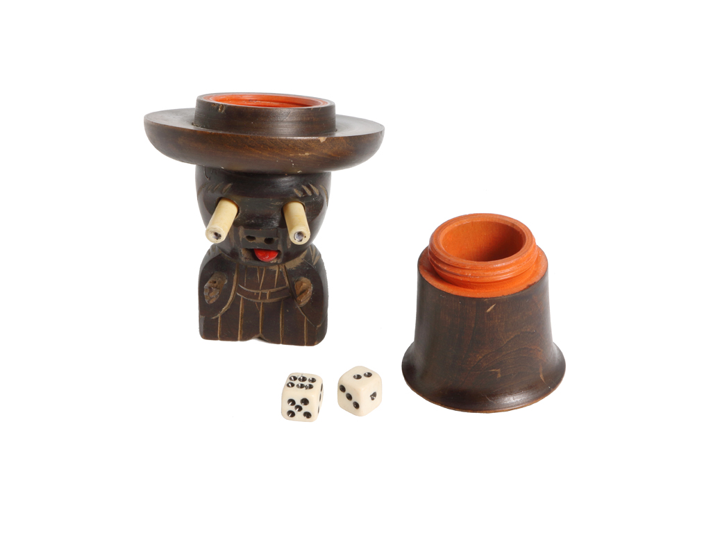 c.1890 Japan Meiji Period Wooden Kobe Doll Dice Shaker – Rare