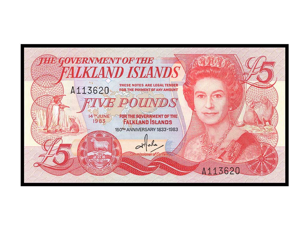 1983 Falkland Islands QEII Five Pounds P.12a – Unc