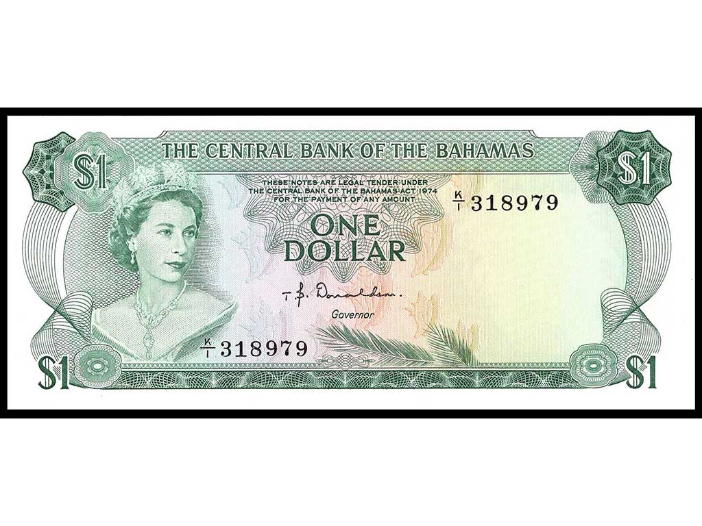 1974 Bahamas QEII One Dollar P.35a – Unc