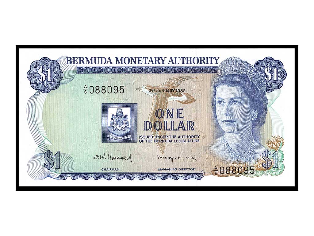 Uncirculated One Dollar Banknote from Bermuda dated 1982