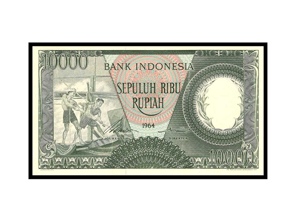 1964 Indonesia 10,000 Rupiah P.100 – Virt Unc