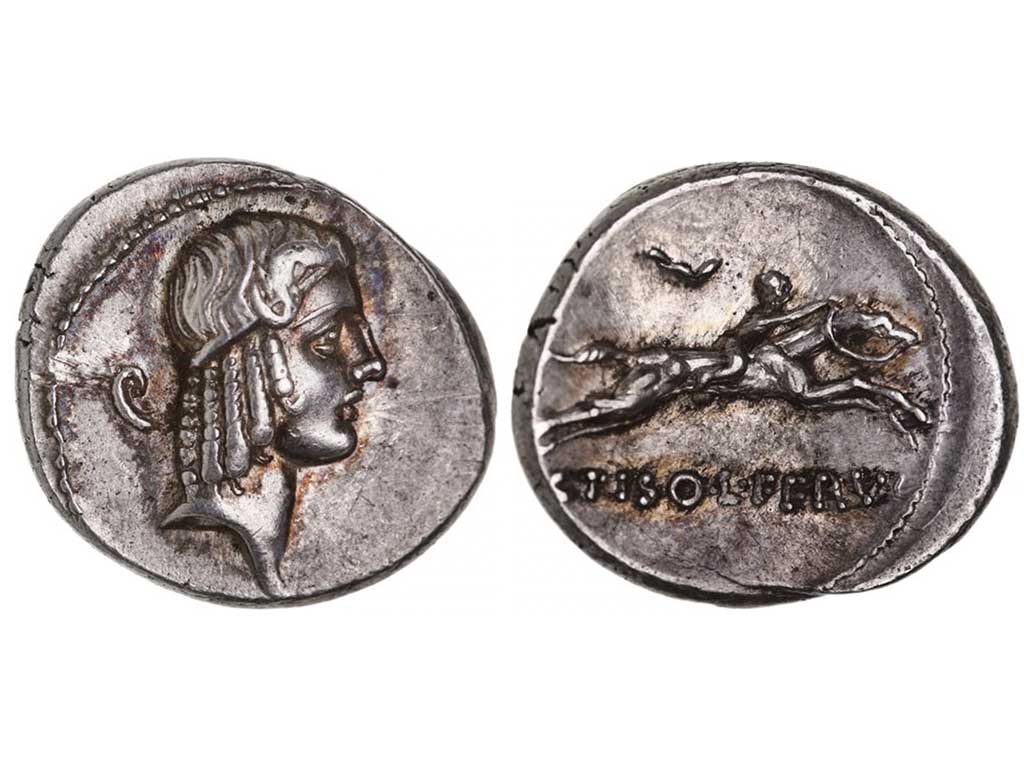 c.67BC L. Calpurnius Piso Frugi Silver Denarius – gEF