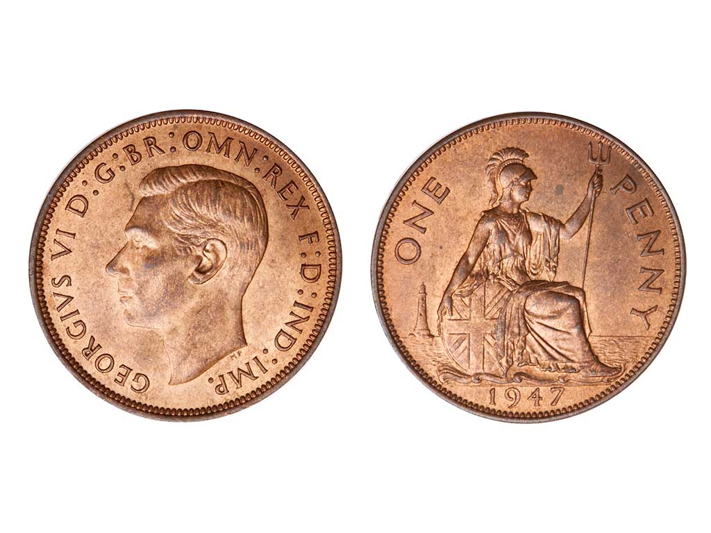 1947 Great Britain George VI Penny Ch/Unc