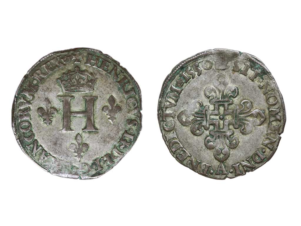 1550-A France Henri II Silver Gros de Nesle – VF