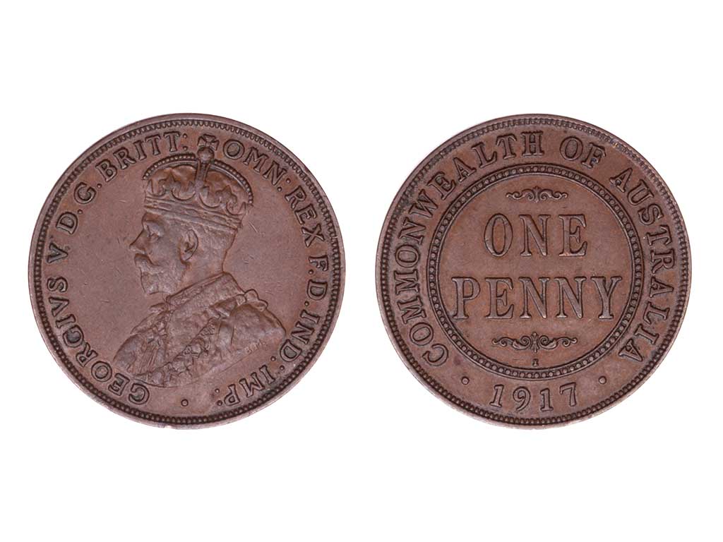 1917-I Australian KGV Penny – aEF