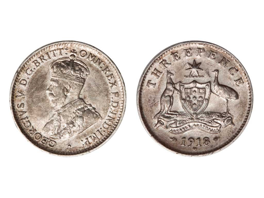 1918-M Australian KGV Threepence – aEF