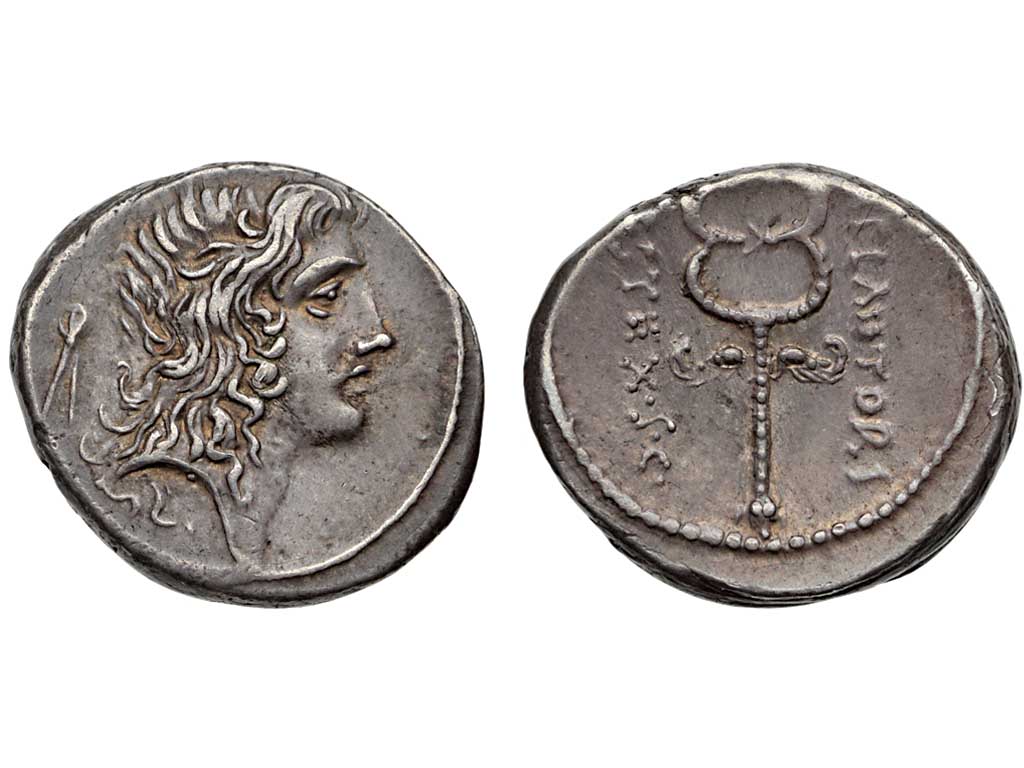 57BC M. Plaetorius M. f. Cestianus Silver Denarius – nEF