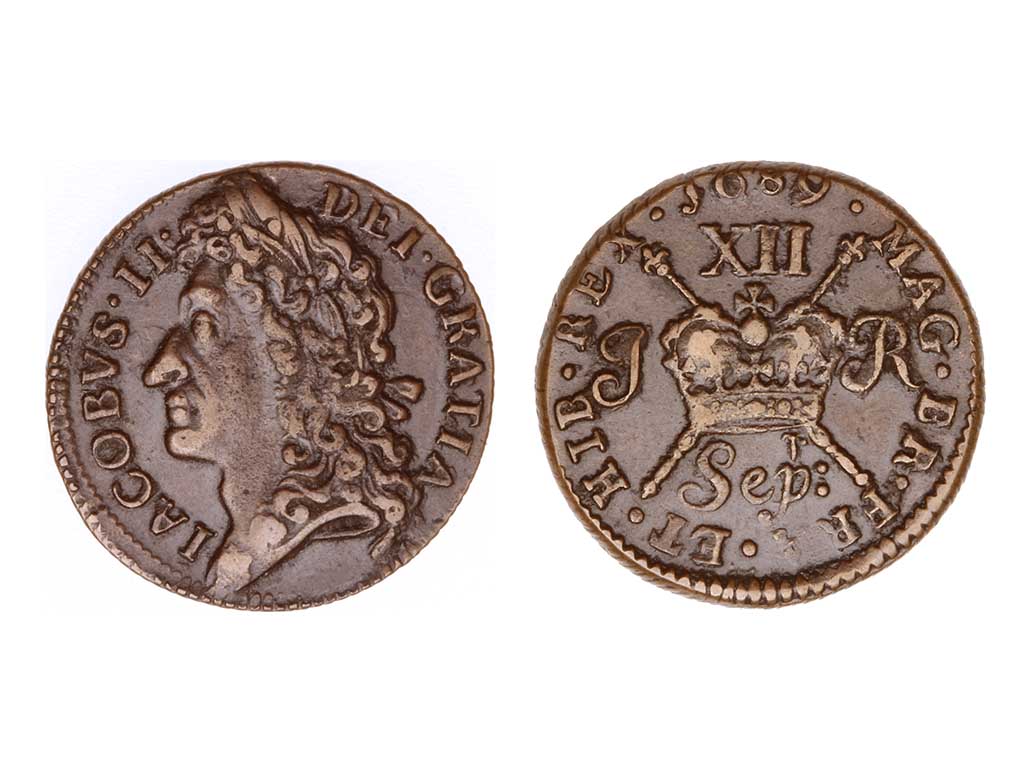 Fantastic Irish Gun Money for James II struck in September 1689