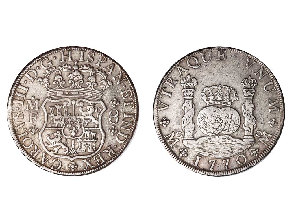 1770 Mexico Charles III ‘Pillar Dollar’ Silver 8 Reales VF