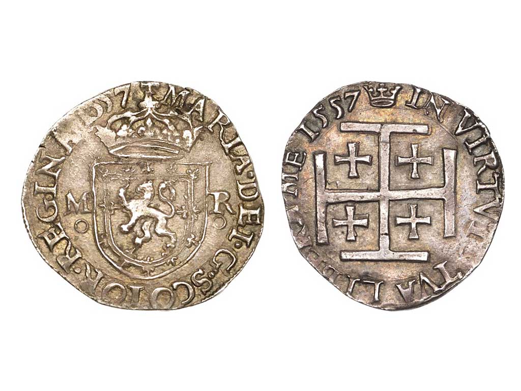 1542-1567 Mary Queen of Scots Silver Testoon – gVF