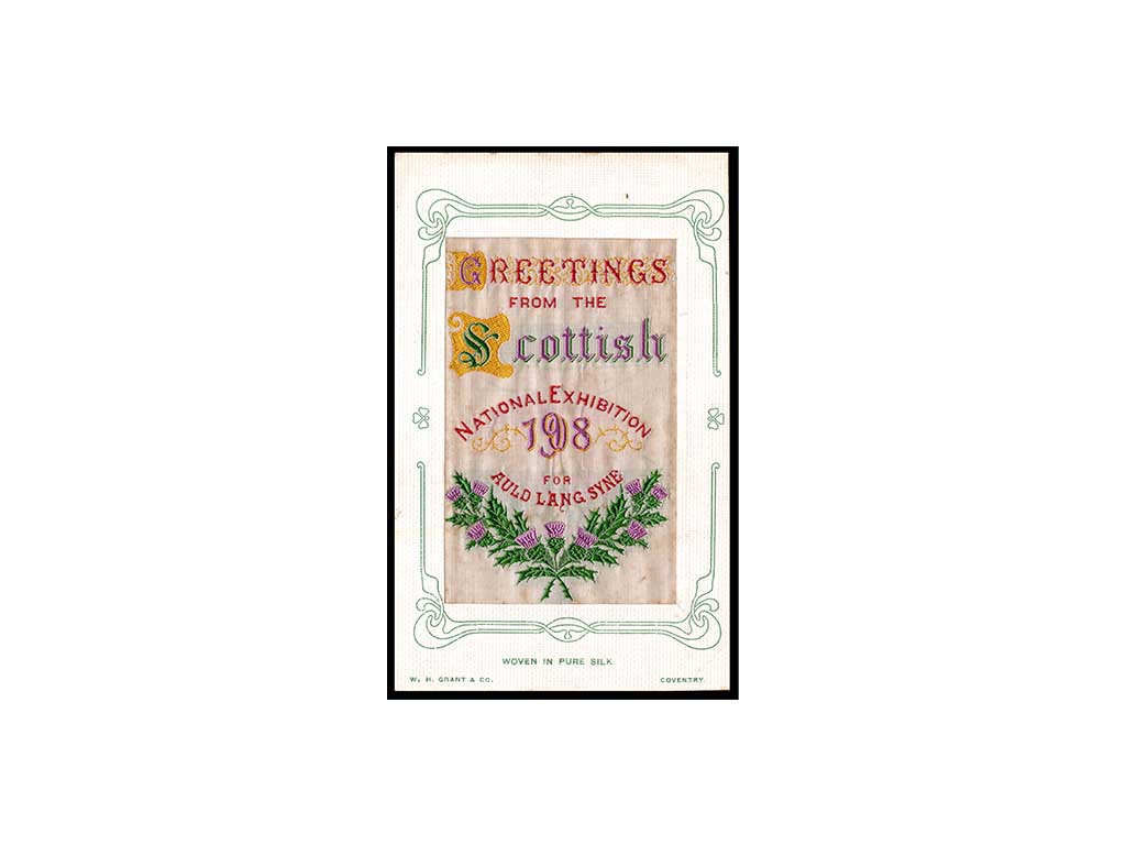 1908 Scottish National Exhibition Woven Silk Postcard