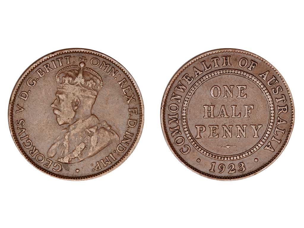 1923 Australia KGV Halfpenny – Fine & Scarce