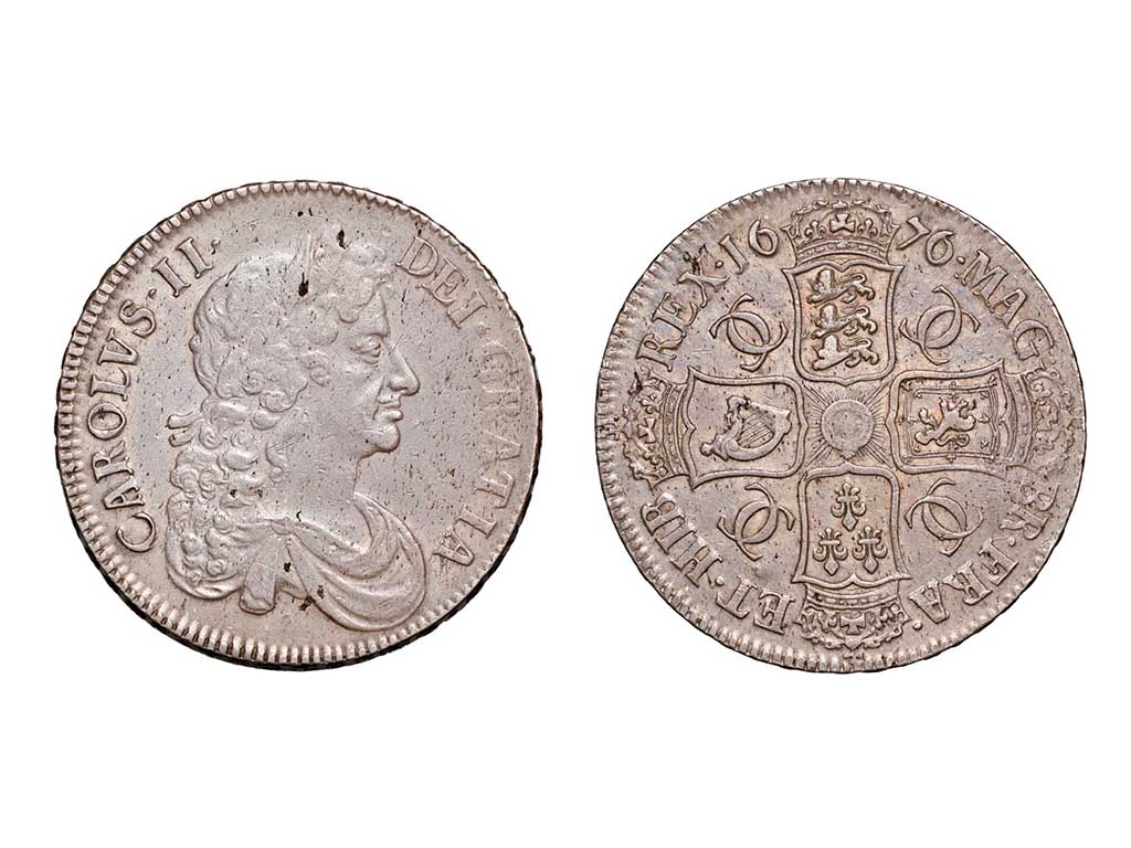 1676 Great Britain Charles II Silver Crown – gVF