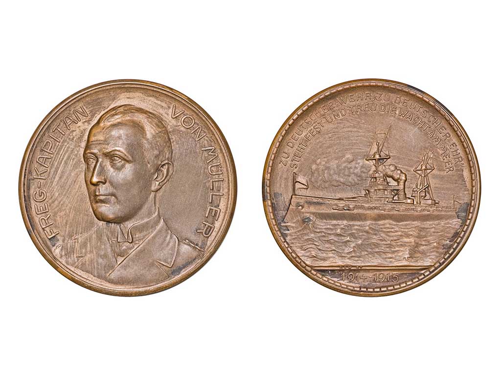 1914-15 Germany S.M.S Emden von Müller Bronze Medal – EF & Rare